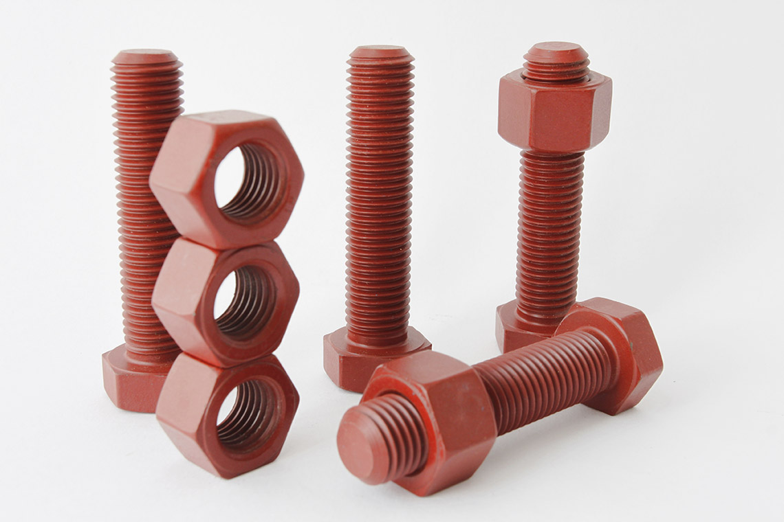 Bolts and nuts with Xylan coating