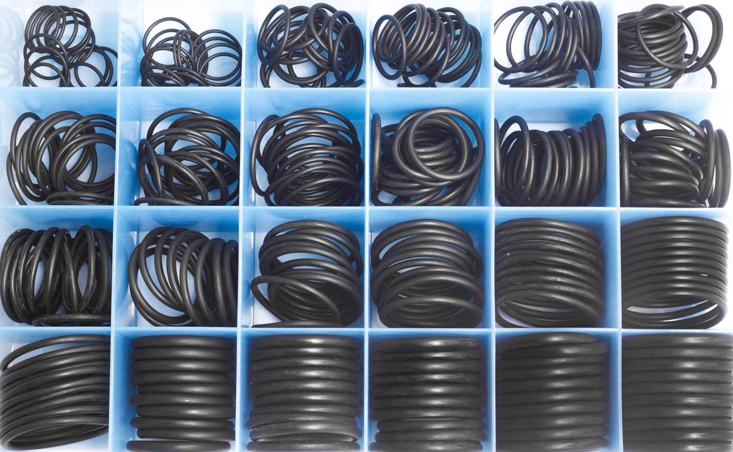 o-rings arranged for storage according to advice from Coating Systems