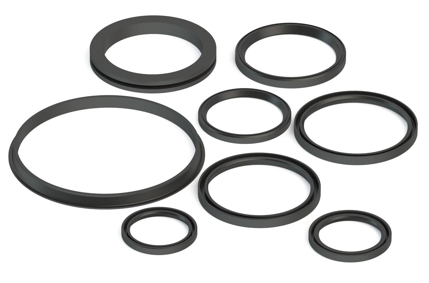 Lip seals for industrial use