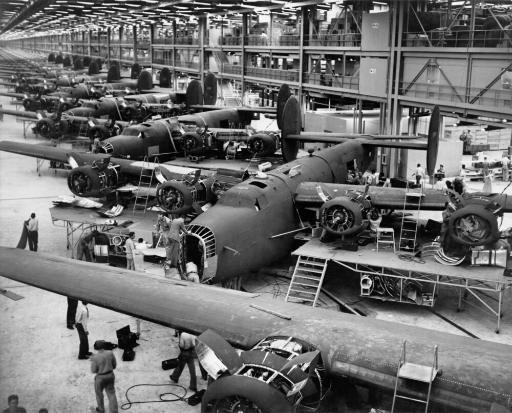 world war two airplanes under construction