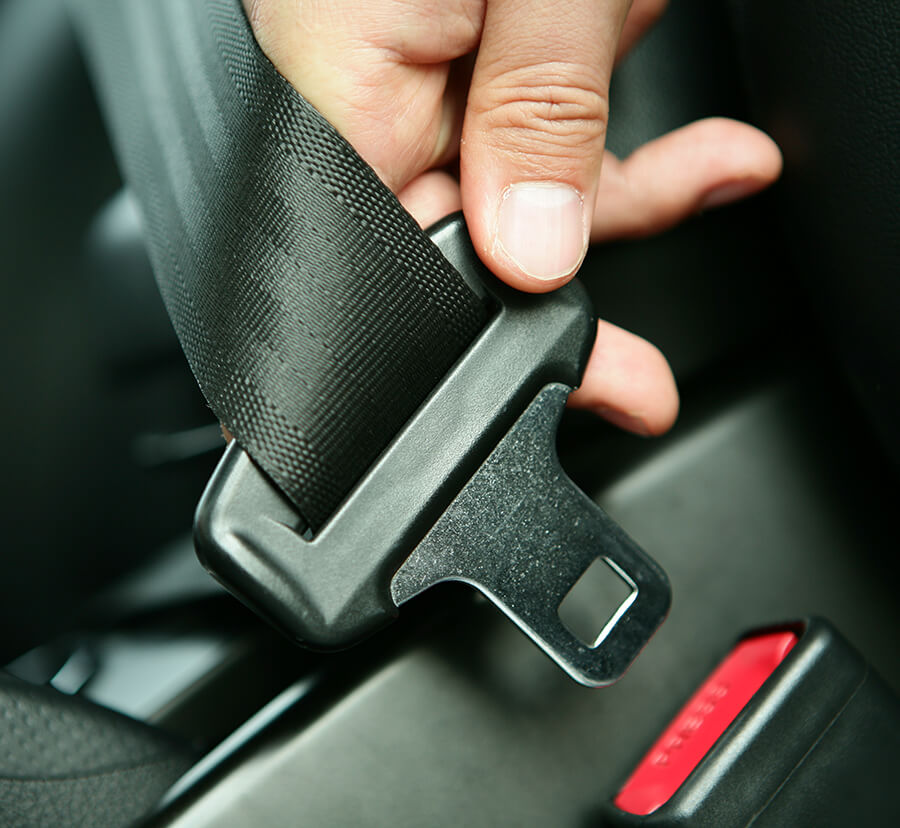custom coated steel seatbelt buckle